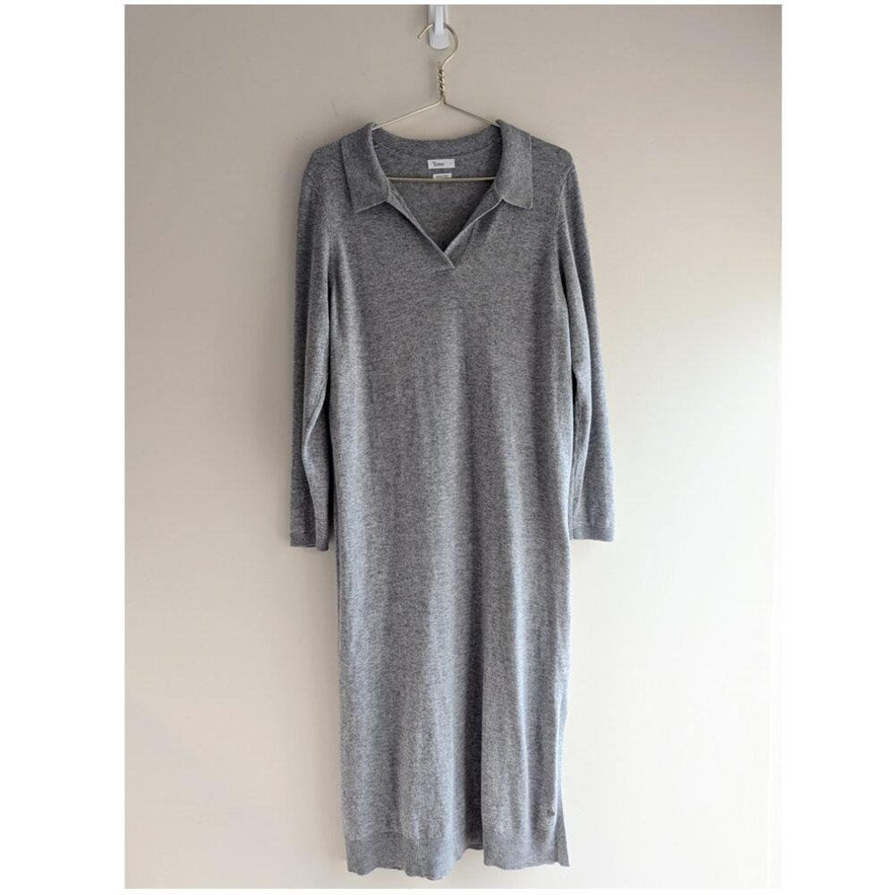 Yerse cashmere blend collared midi sweater dress